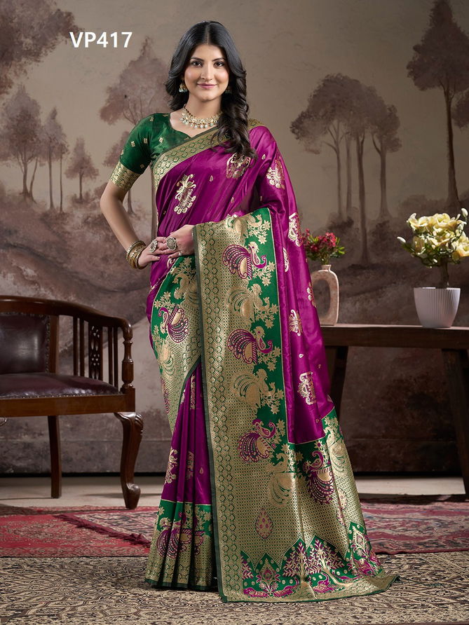 Aachal By Fashion Berry Lichi Silk Wedding Wear Saree Wholesale Online